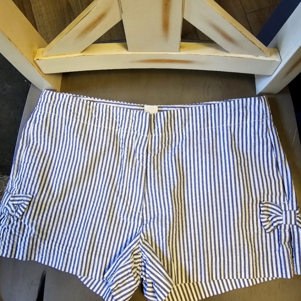 Cute pair of grey and white striped shorts. From Crewcuts, girls size 14